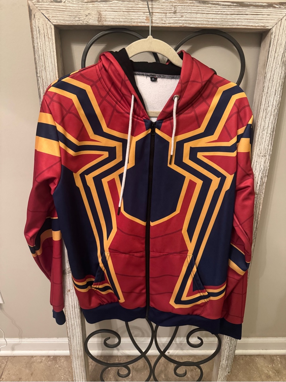 Spider Man Iron Spider Zip Hoodie Cosplay Jacket Adult Medium Marvel Red Blue